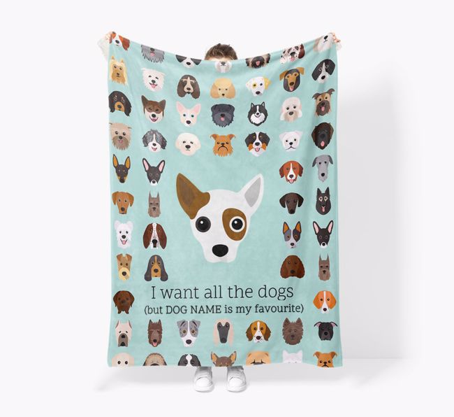 'All The Dogs' - Personalised Sherpa Fleece Blanket with {breedFullName} Yappicon